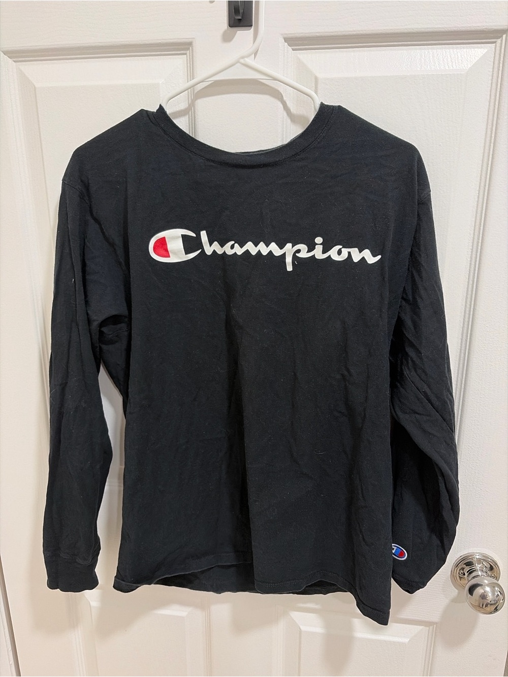 Champion Long-Sleeve Logo Tee in Black